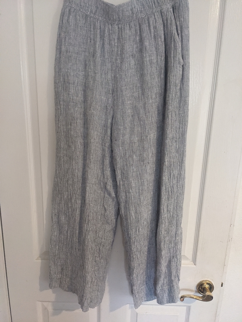 Light Gray Wide-Leg Linen Pants